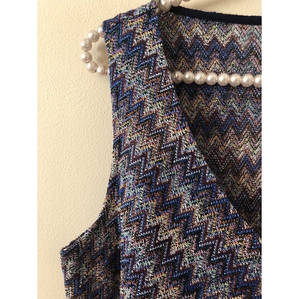NWT Anthropologie Maeve Womens Size Small Westwater Blue Knit Dress Chevron - Picture 3 of 7